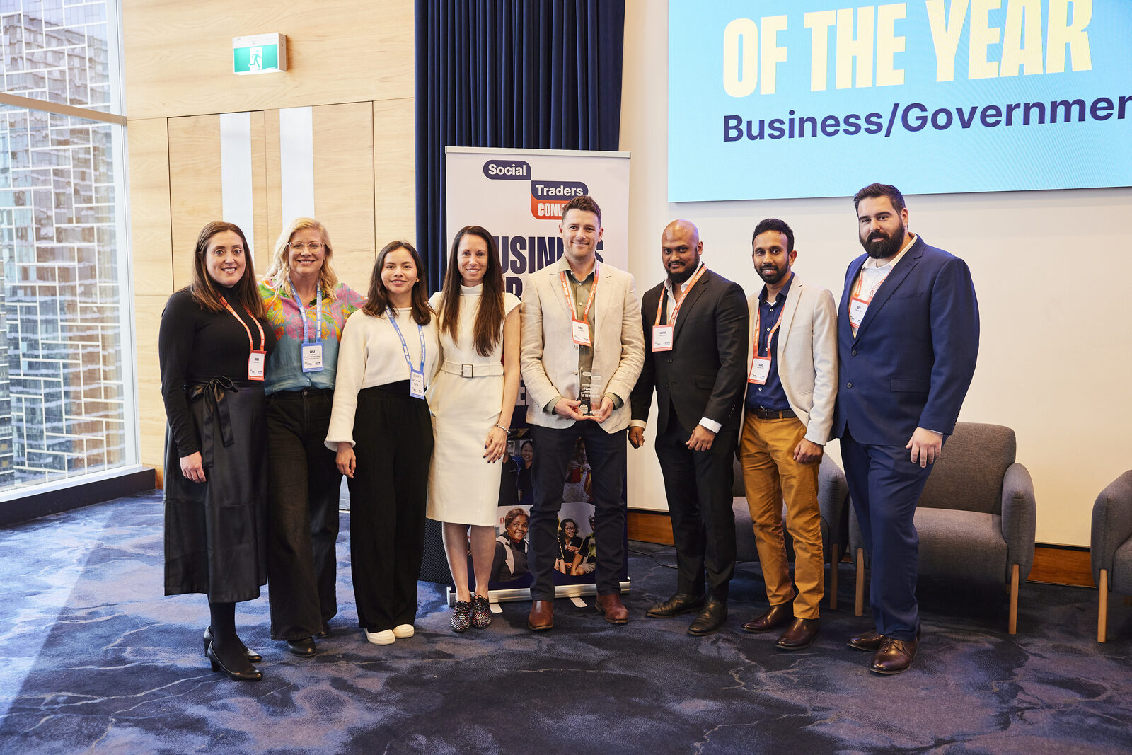 The Navaroo and Acciona Southern Program Alliance team receiving the Social Procurement Impact Partnership of the Year award at the Social Traders National Game Changer Awards 2025.