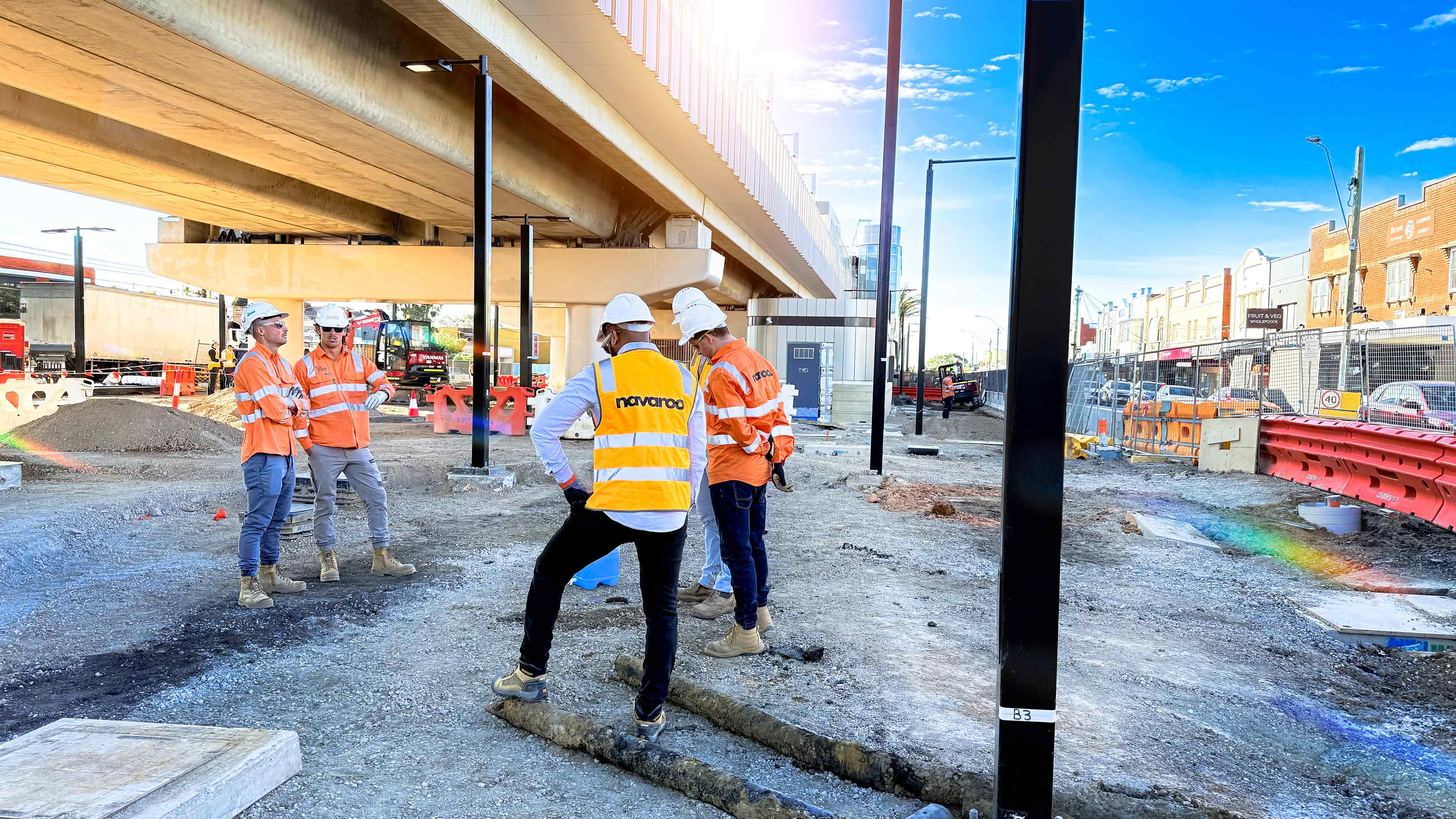 Engineers reviewing the construction site