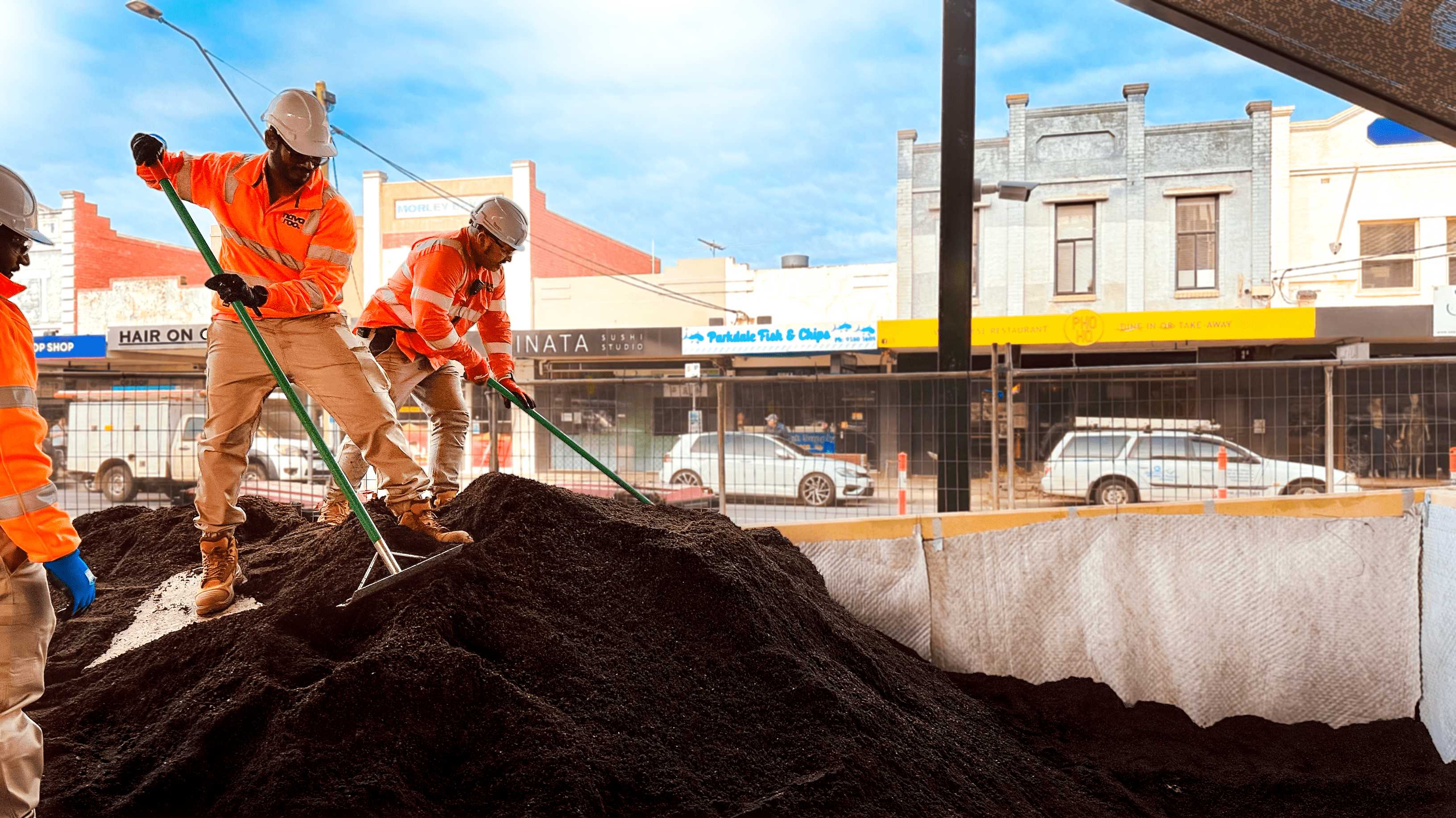 workers moving soil